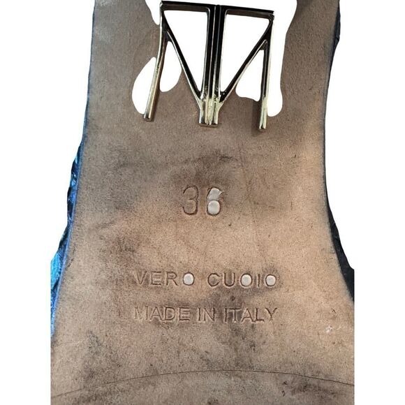 Tamara Mellon Black Embossed Leather Block Heel Loafers Size 36 Made in Italy - Picture 8 of 9